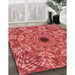 Patterned Red Rug in Family Room, pat1779rd