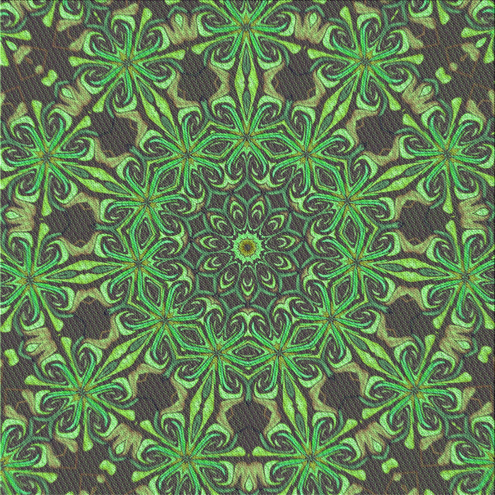 Round Patterned Black Rug, pat178grn