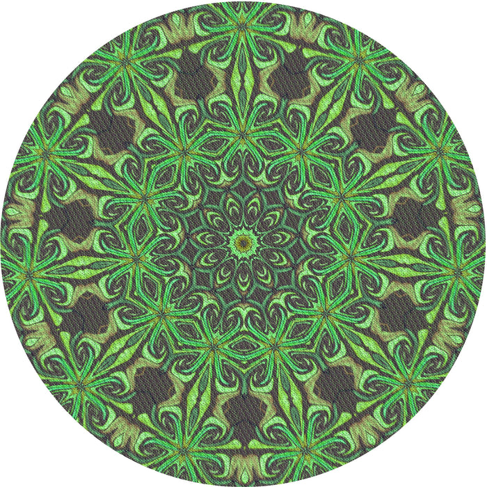 Square Patterned Black Rug, pat178grn