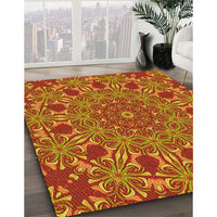 Patterned Neon Red Rug, pat178yw