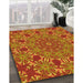 Patterned Neon Red Rug in Family Room, pat178yw