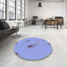 Round Patterned Light Sky Blue Rug in a Office, pat1780blu