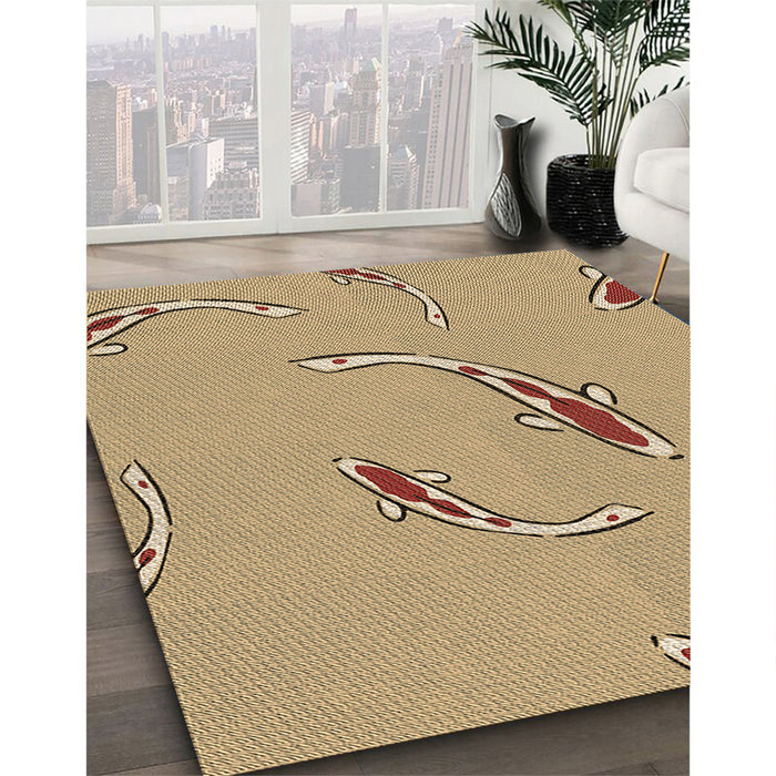 Machine Washable Transitional Yellow Orange Rug in a Family Room, wshpat1780brn