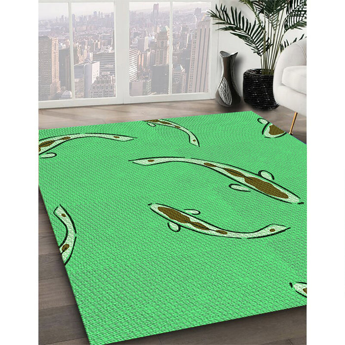 Machine Washable Transitional Neon Green Rug in a Family Room, wshpat1780grn