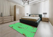 Patterned Neon Green Rug in a Bedroom, pat1780grn