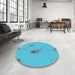 Round Patterned Dark Turquoise Green Rug in a Office, pat1780lblu