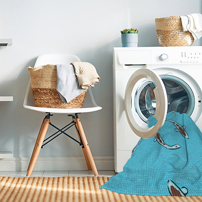 Machine Washable Transitional Dark Turquoise Green Rug in a Washing Machine, wshpat1780lblu