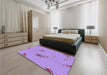 Patterned Bright Lilac Purple Rug in a Bedroom, pat1780pur