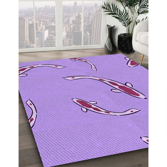 Patterned Bright Lilac Purple Rug in Family Room, pat1780pur