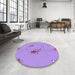 Round Patterned Bright Lilac Purple Rug in a Office, pat1780pur