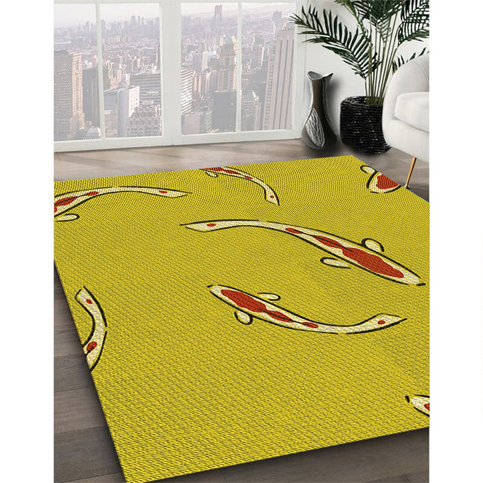 Machine Washable Transitional Yellow Rug in a Family Room, wshpat1780yw