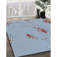 Patterned Light Blue Novelty Rug, pat1780