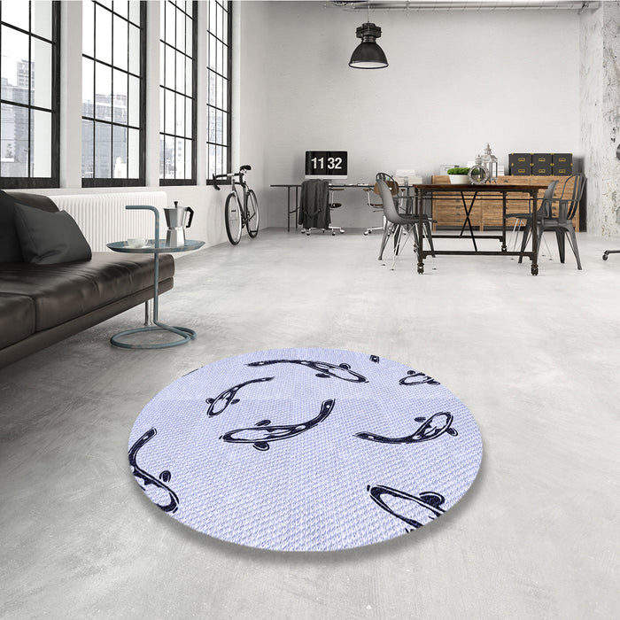 Round Patterned Lavender Blue Rug in a Office, pat1781blu