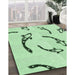 Machine Washable Transitional Mint Green Rug in a Family Room, wshpat1781grn