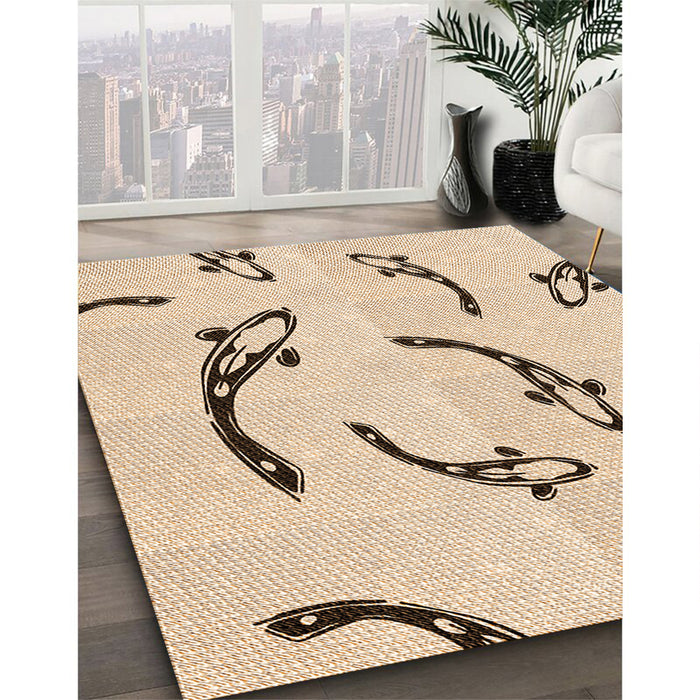 Patterned Peru Brown Rug in Family Room, pat1781org