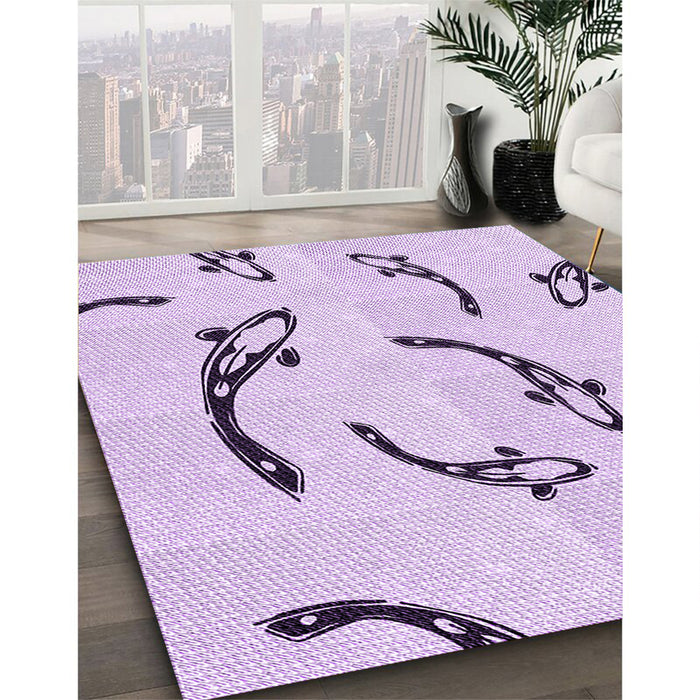 Patterned Lilac Purple Rug in Family Room, pat1781pur