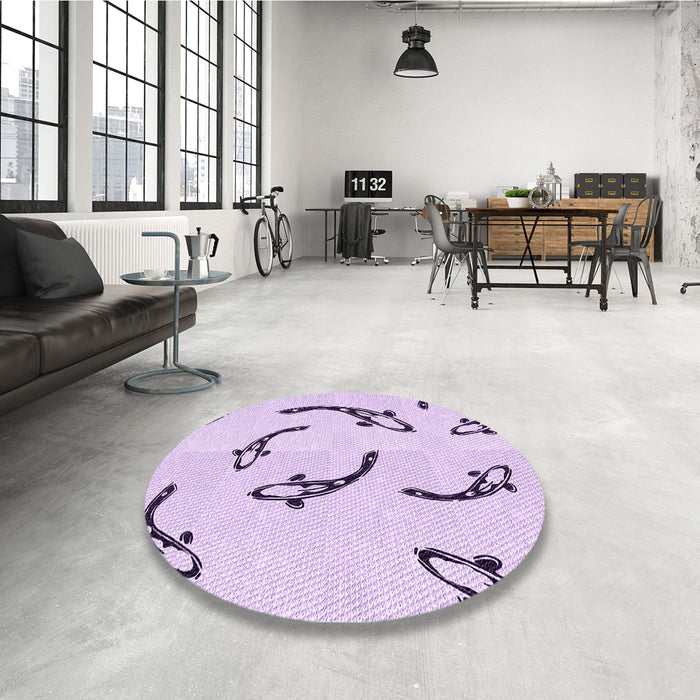 Round Patterned Lilac Purple Rug in a Office, pat1781pur