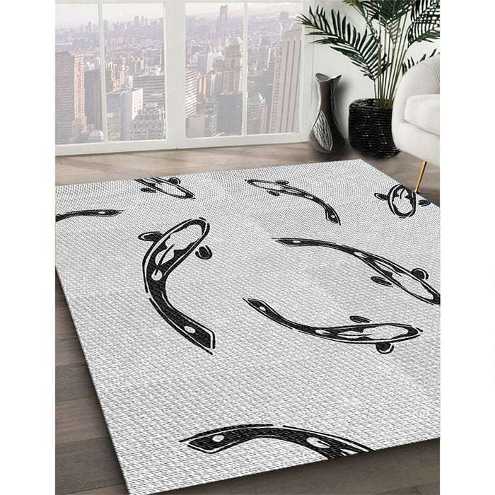 Patterned Off-White Novelty Rug in Family Room, pat1781