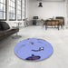 Round Patterned Sky Blue Rug in a Office, pat1782blu