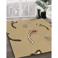 Patterned Yellow Orange Rug, pat1782brn