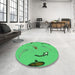 Round Patterned Neon Green Rug in a Office, pat1782grn