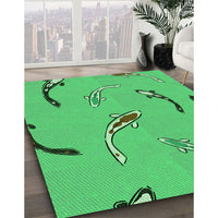 Patterned Neon Green Rug, pat1782grn