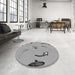 Round Patterned Platinum Gray Rug in a Office, pat1782gry