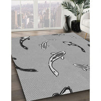 Patterned Platinum Gray Rug, pat1782gry