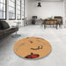 Round Patterned Orange Rug in a Office, pat1782org