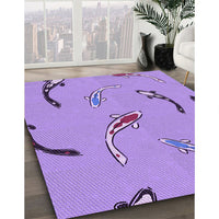 Patterned Bright Lilac Purple Rug, pat1782pur