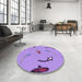 Round Patterned Bright Lilac Purple Rug in a Office, pat1782pur