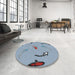 Round Patterned Azure Blue Novelty Rug in a Office, pat1782