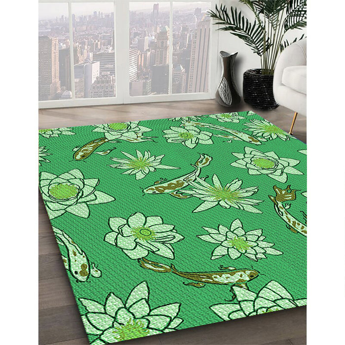 Machine Washable Transitional Green Rug in a Family Room, wshpat1783grn