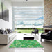 Machine Washable Transitional Green Rug in a Kitchen, wshpat1783grn