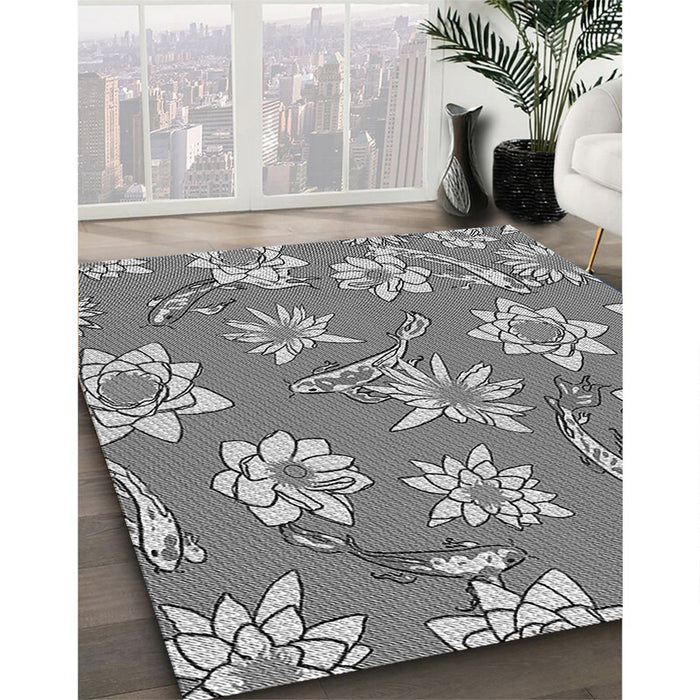 Patterned Carbon Gray Rug in Family Room, pat1783gry