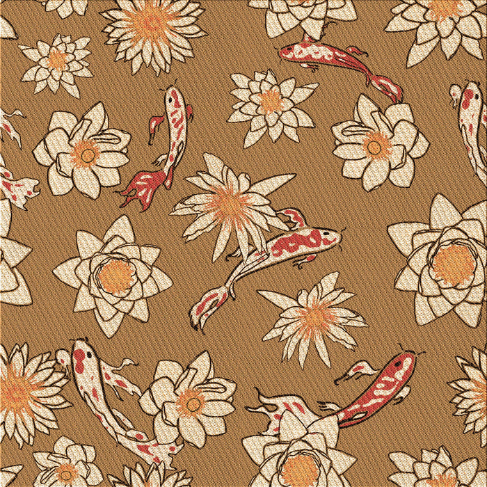 Round Patterned Yellow Orange Rug, pat1783org