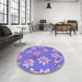 Round Patterned Amethyst Purple Rug in a Office, pat1783pur