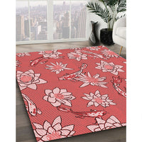 Patterned Light Coral Pink Rug, pat1783rd