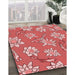 Patterned Light Coral Pink Rug in Family Room, pat1783rd