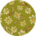 Square Patterned Dark Yellow Green Rug, pat1783yw