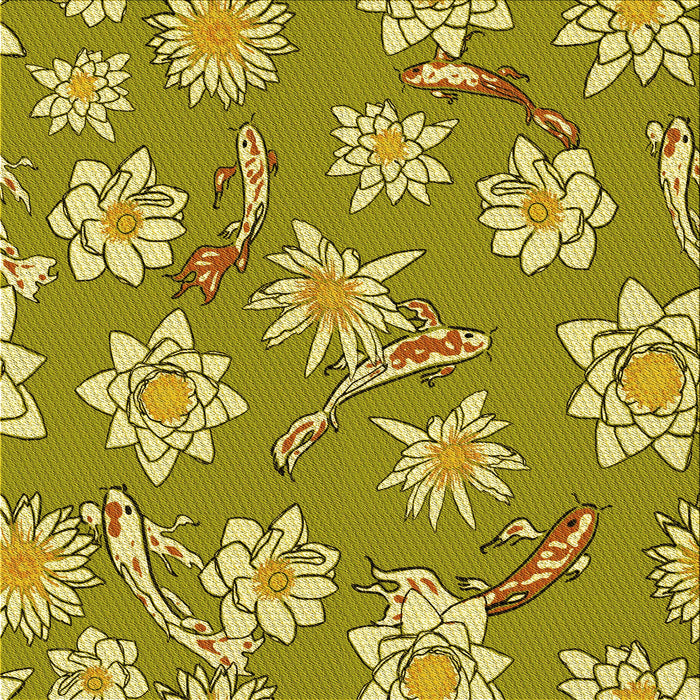 Round Patterned Dark Yellow Green Rug, pat1783yw