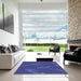 Machine Washable Transitional Sapphire Blue Rug in a Kitchen, wshpat1784blu