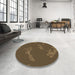 Round Patterned Bakers Brown Rug in a Office, pat1784brn