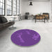 Round Patterned Bright Purple Rug in a Office, pat1784pur