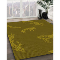 Patterned Dark Golden Brown Rug, pat1784yw