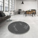 Round Patterned Gray Novelty Rug in a Office, pat1784