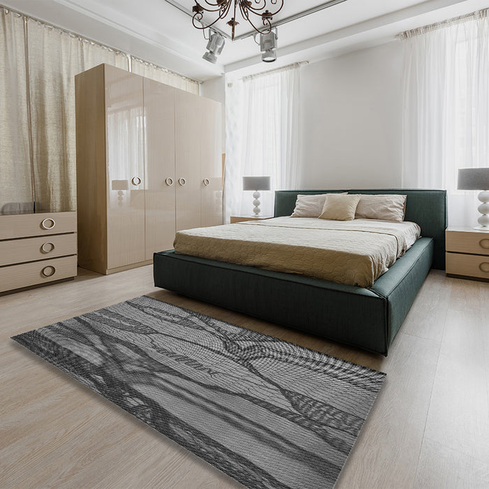 Patterned Gunmetal Gray Rug in a Bedroom, pat1785gry