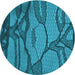 Square Patterned Teal Green Rug, pat1785lblu