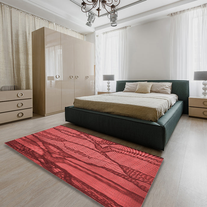 Patterned Orange Rug in a Bedroom, pat1785rd