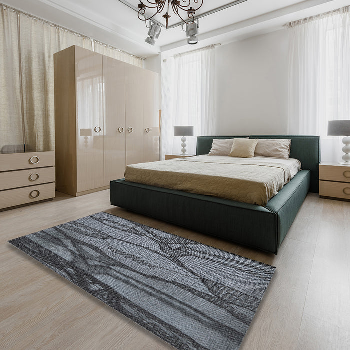 Patterned Dark Gray Novelty Rug in a Bedroom, pat1785